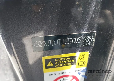 2012 Toyota Yaris L z USA, uszkodzony, nr VIN JTDJTUD39CD512358